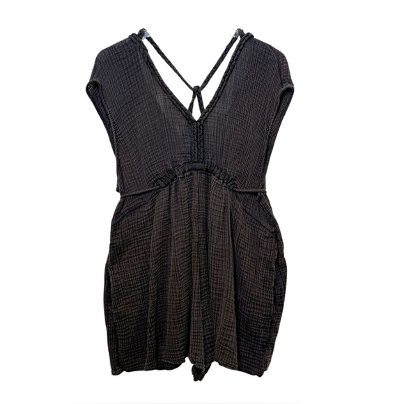 Anthropologie Molly Gauze Black Wash Women’s Oversized Cover-Up Romper Sz XL - Picture 1 of 13